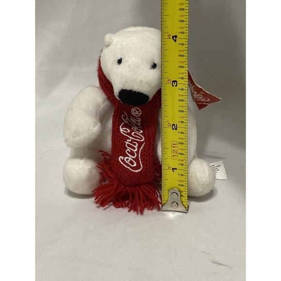 Coca-Cola White Polar Bear Red Scarf 4” Mini Plush Stuffed Animal Christmas 2021 - Picture 3 of 5
